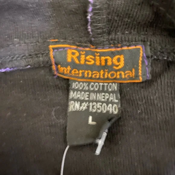 Rising International 100% Cotton Razor Hoodie. Purple tie dye front and full zip - Picture 7 of 9